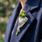 Brooch Mini Flower Vase Polished Metal