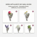 Brooch Mini Flower Vase Polished Metal