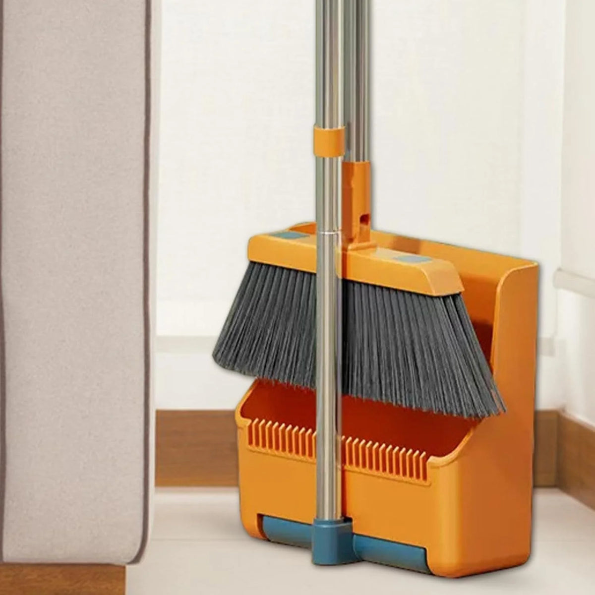 Broom & Dustpan Set 180° Rotating Head Adjustable Handle