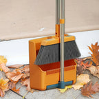 Broom & Dustpan Set 180° Rotating Head Adjustable Handle
