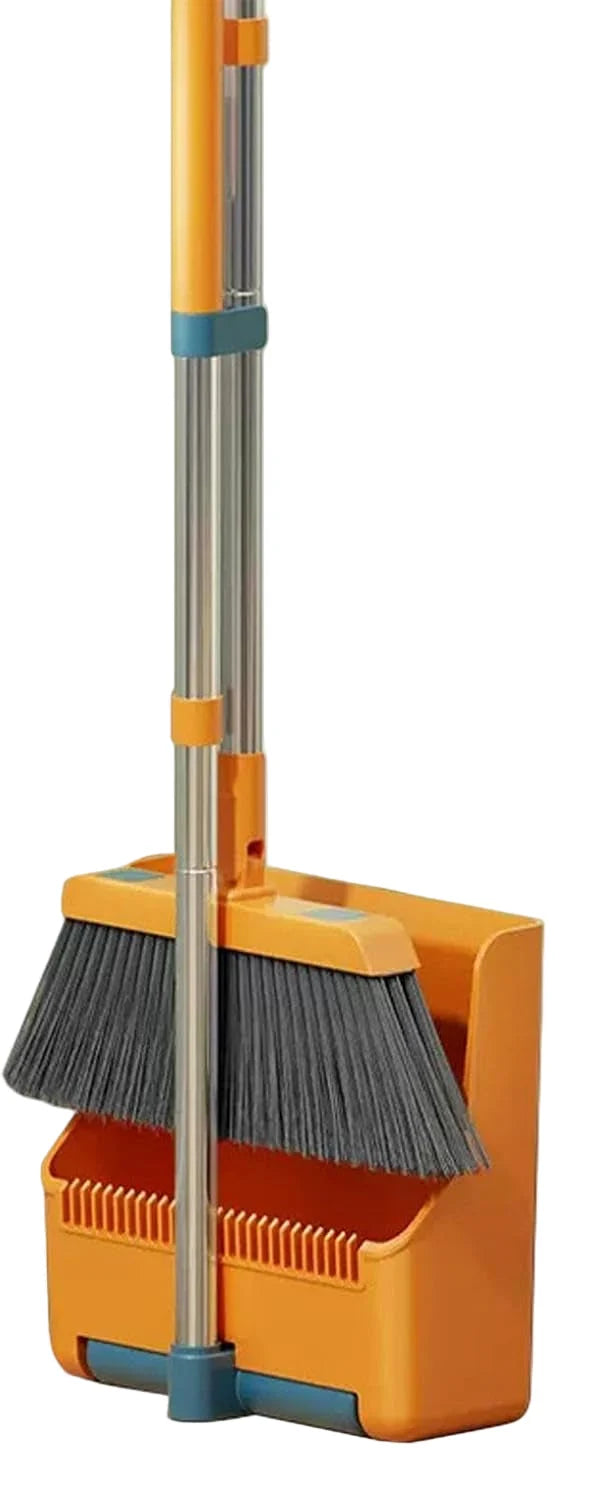 Broom & Dustpan Set 180° Rotating Head Adjustable Handle