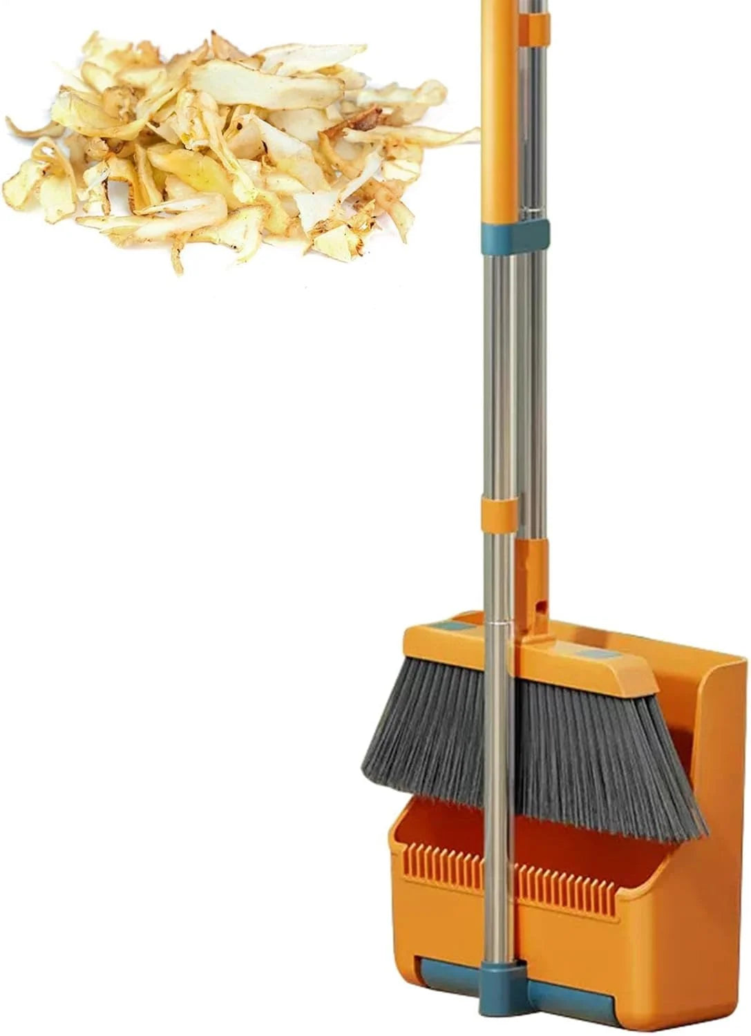 Broom & Dustpan Set 180° Rotating Head Adjustable Handle