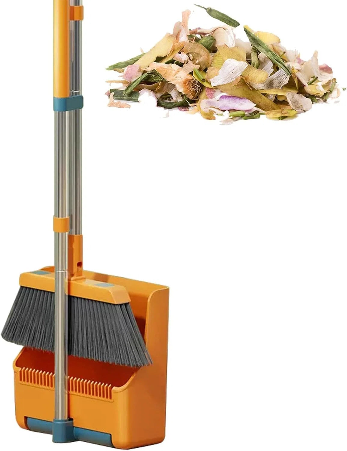 Broom & Dustpan Set 180° Rotating Head Adjustable Handle