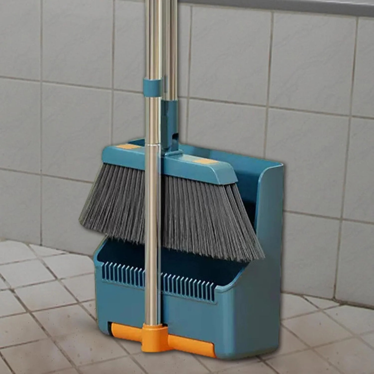 Broom & Dustpan Set 180° Rotating Head Adjustable Handle