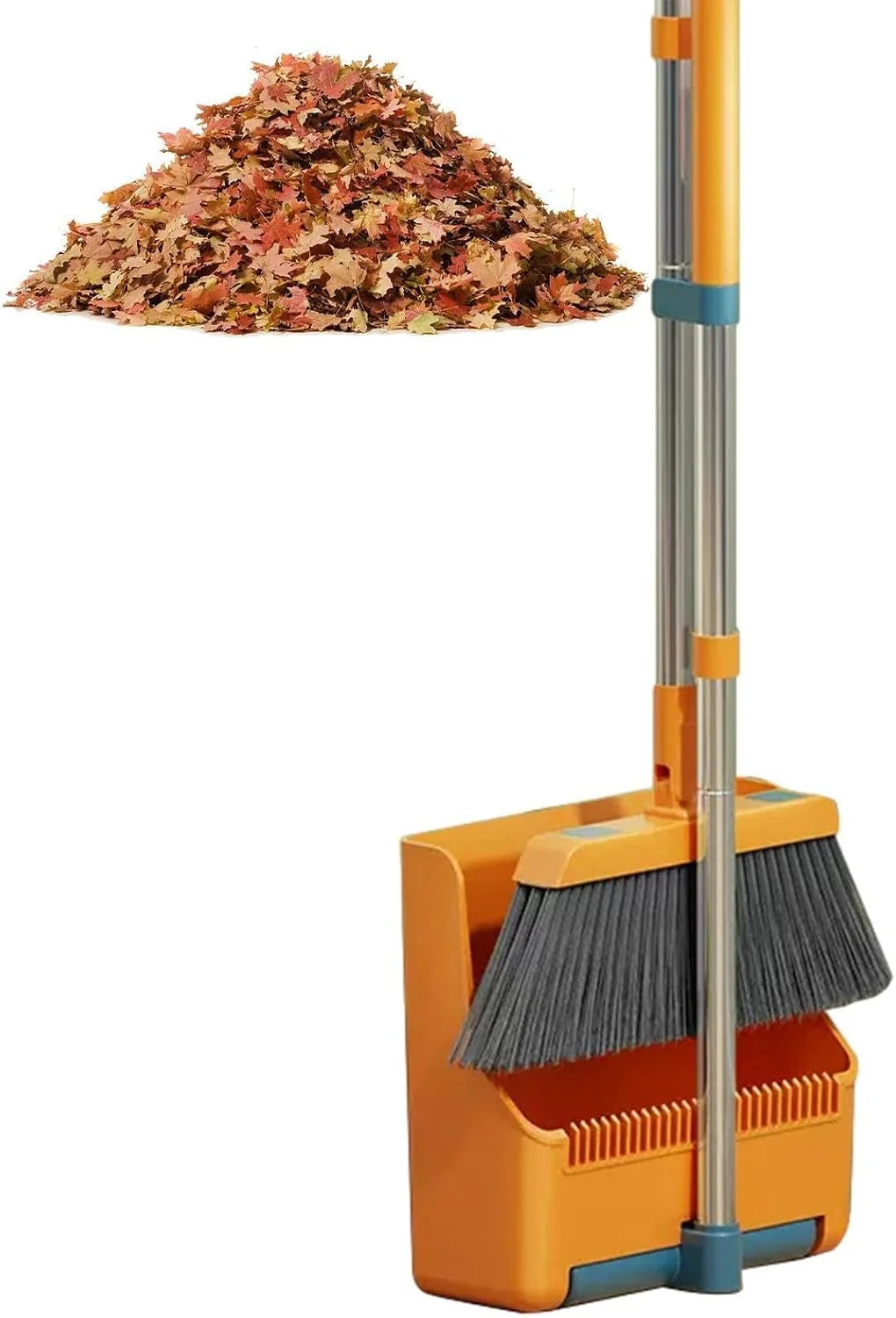 Broom & Dustpan Set 180° Rotating Head Adjustable Handle