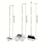 Broom & Dustpan Set Space-Saving Soft Dense Bristles
