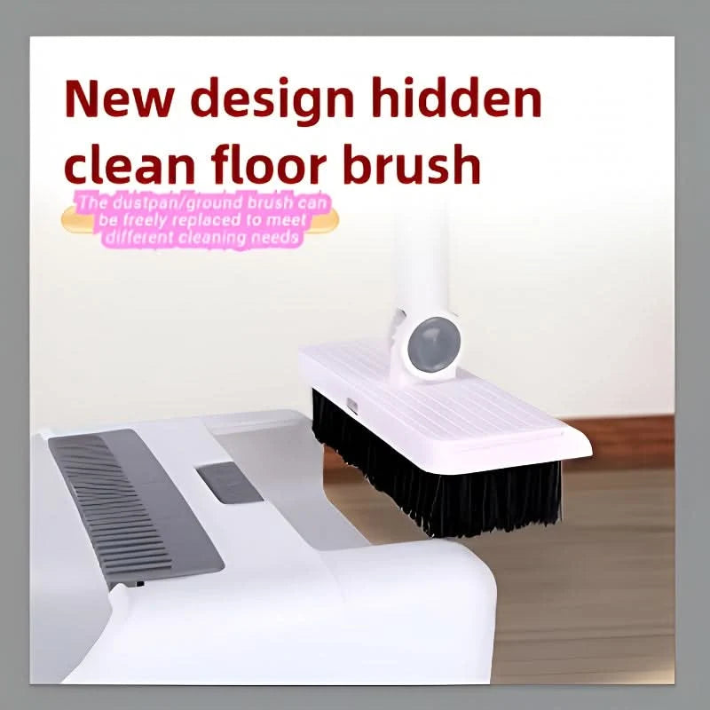 Broom & Dustpan Set Space-Saving Soft Dense Bristles