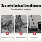 Broom & Dustpan Set Space-Saving Soft Dense Bristles
