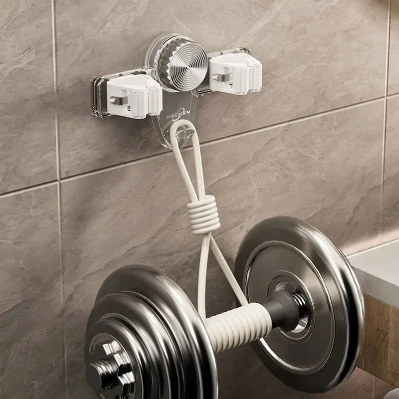 Broom & Mop Holder No-Drill Suction Auto Clamp