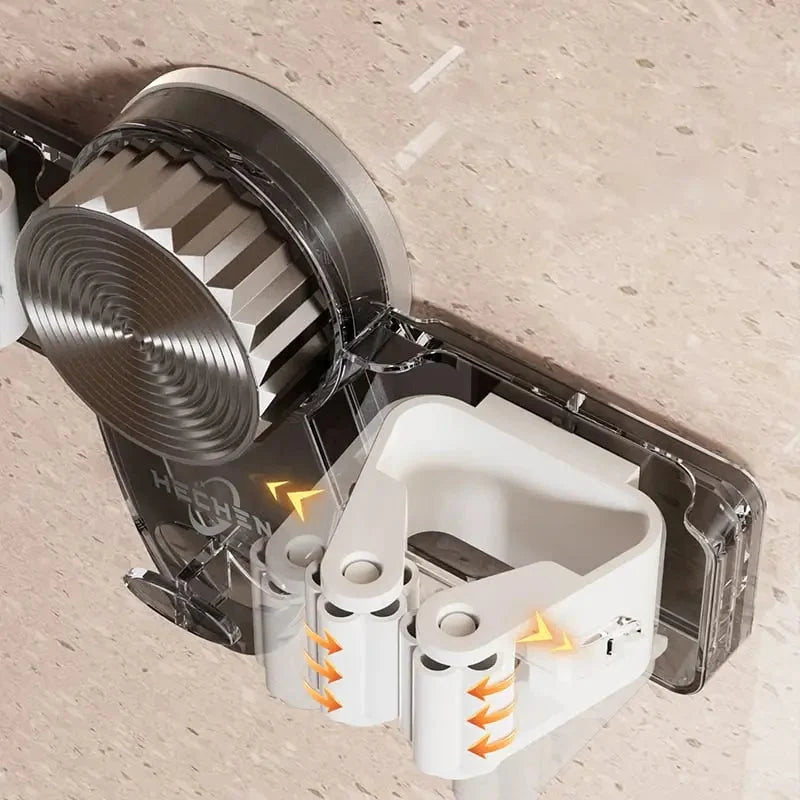 Broom & Mop Holder No-Drill Suction Auto Clamp