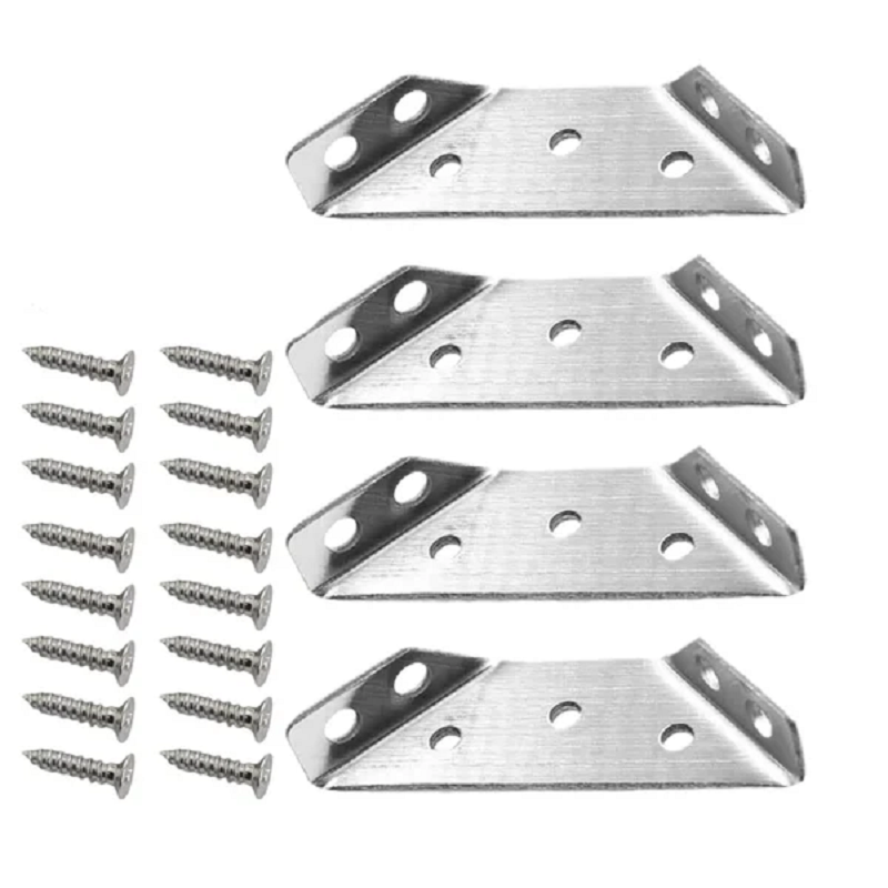Brushed Stainless Steel Triangular Corner Brace (Pack of 10)