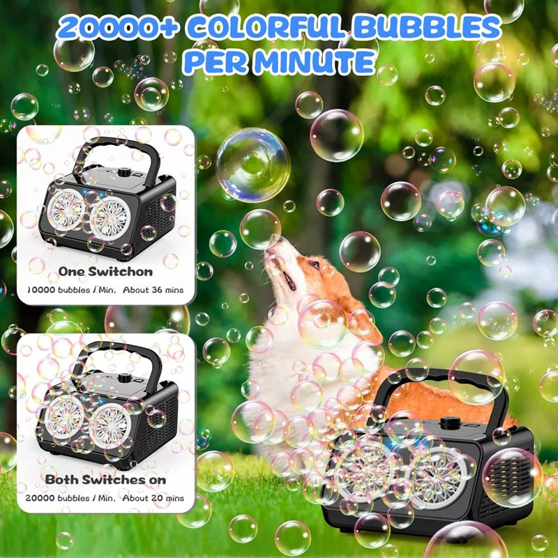 Bubble Machine 20,000 Bubbles Per Minute Dual Fans