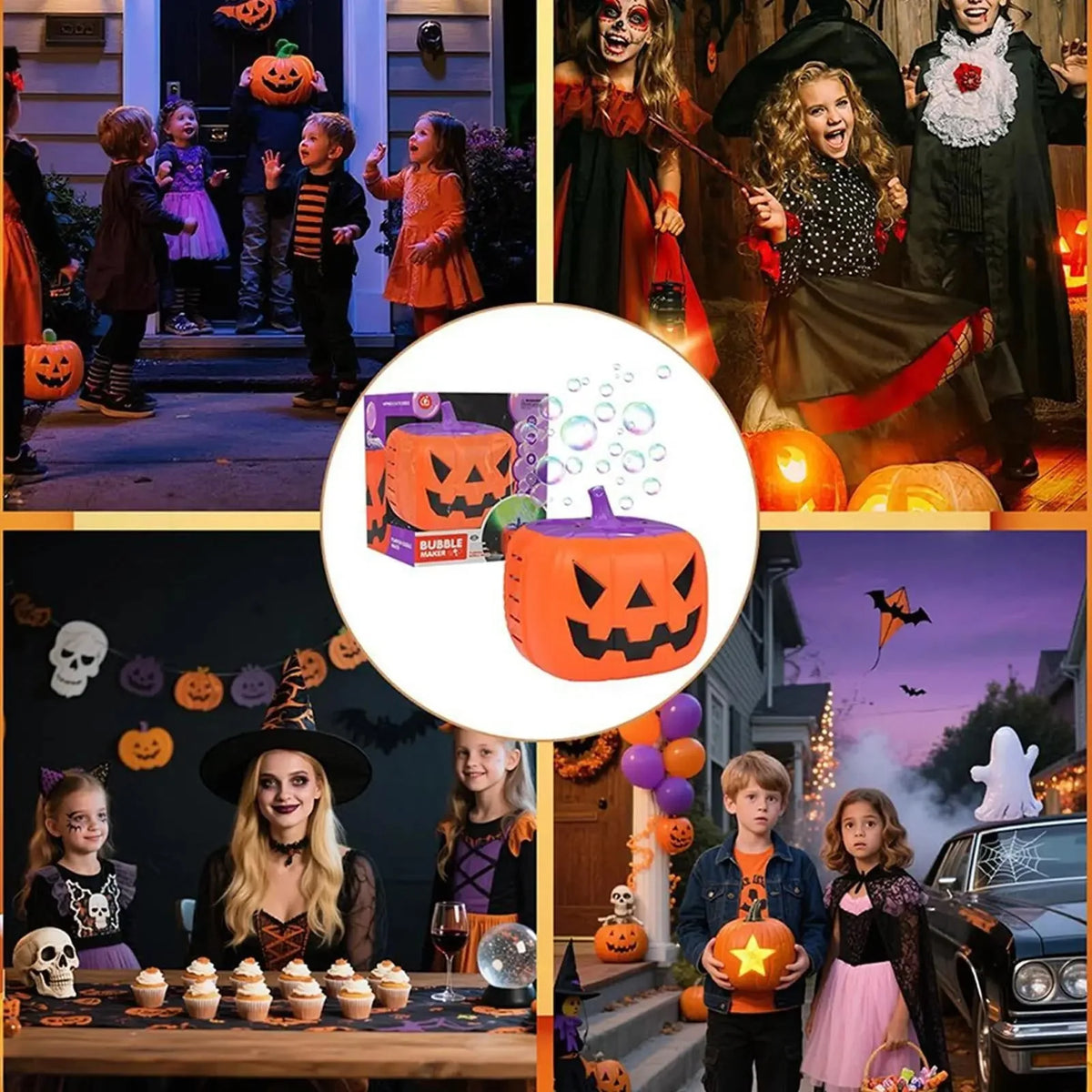 Bubble Machine Pumpkin-Shaped High Output Rechargeable Purple LED