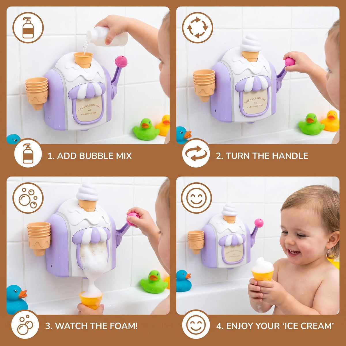 Bubble Maker Ice Cream Cone Suction Cup Battery Operated