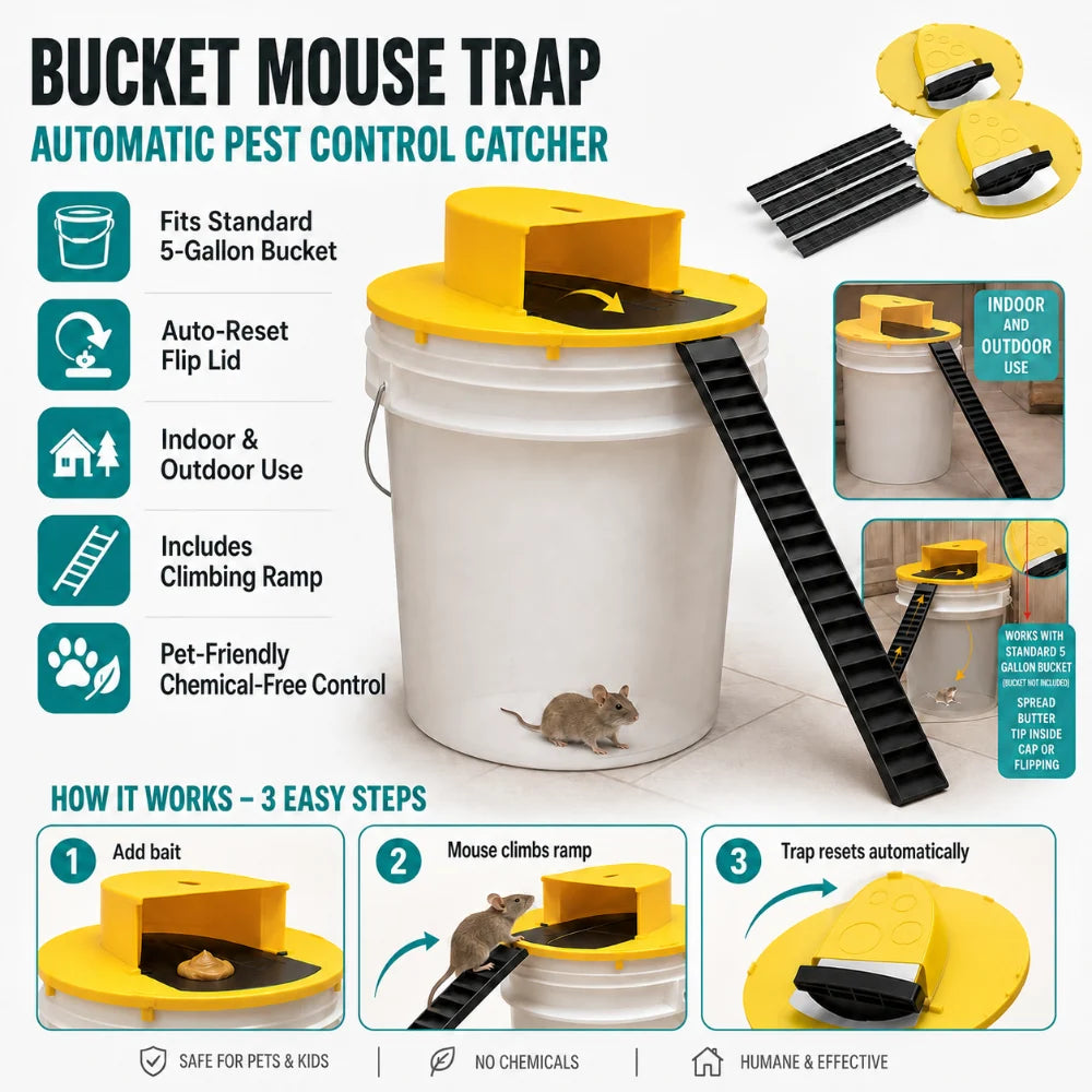 Bucket Trap Lid Auto-Reset Fits 5-Gallon 4-Pack