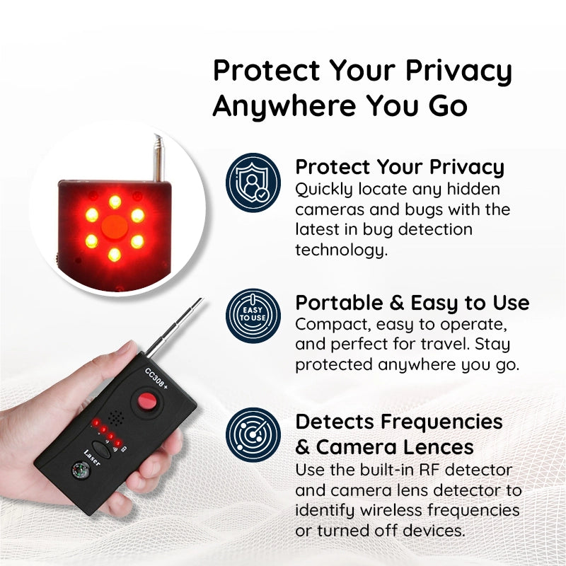 Bug Detector RF Hidden Camera & Microphone 10-Hour Battery