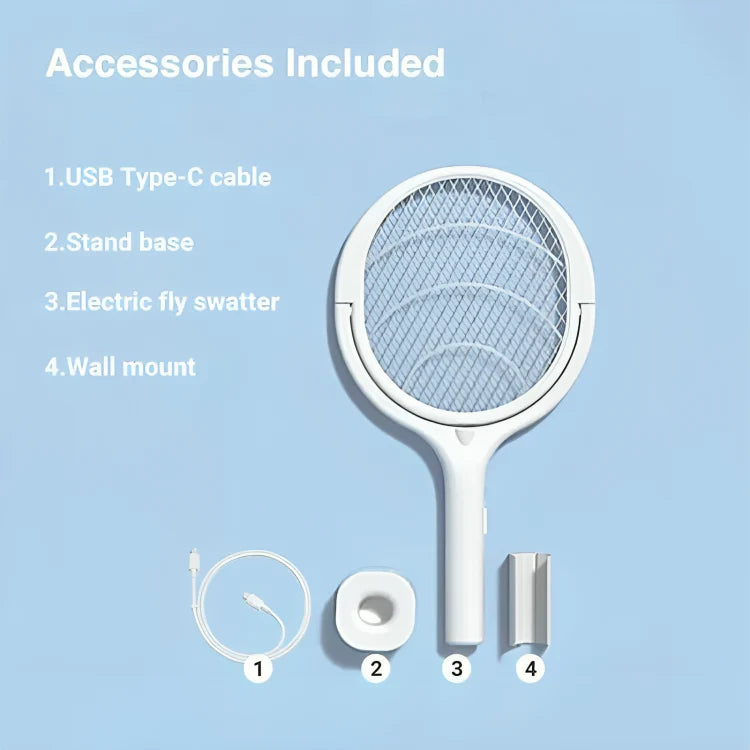 Bug Zapper Racket Rechargeable Foldable 5 Modes