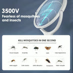 Bug Zapper Racket Rechargeable Foldable 5 Modes