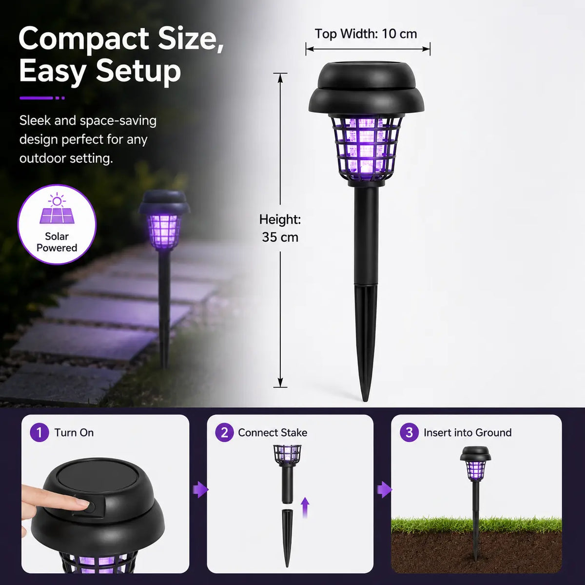 Bug Zapper Solar-Powered Dual-Mode Pathway Light