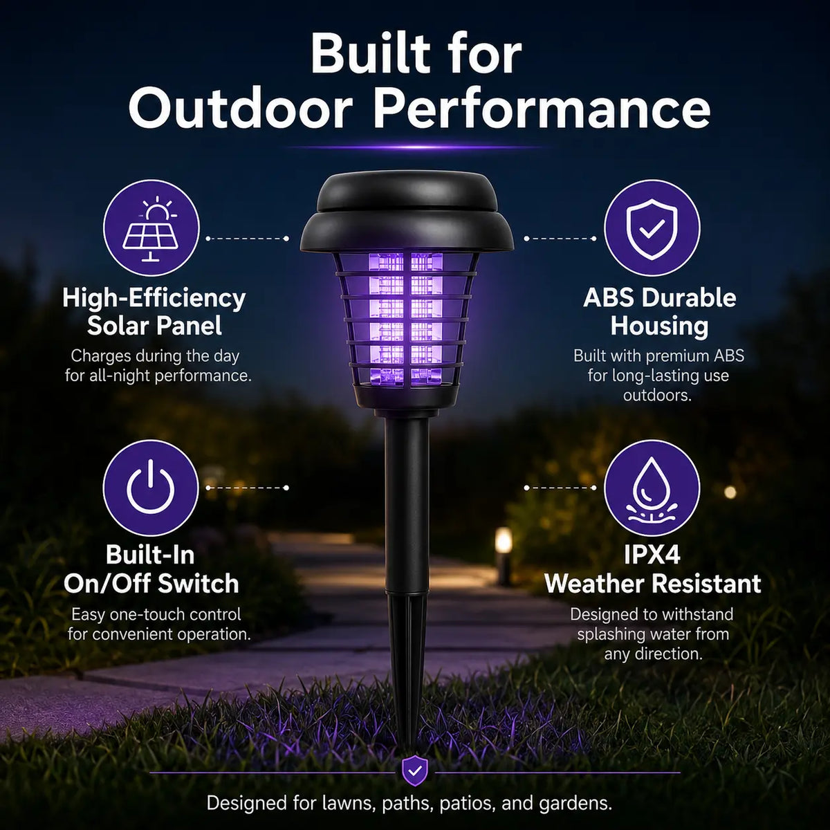 Bug Zapper Solar-Powered Dual-Mode Pathway Light