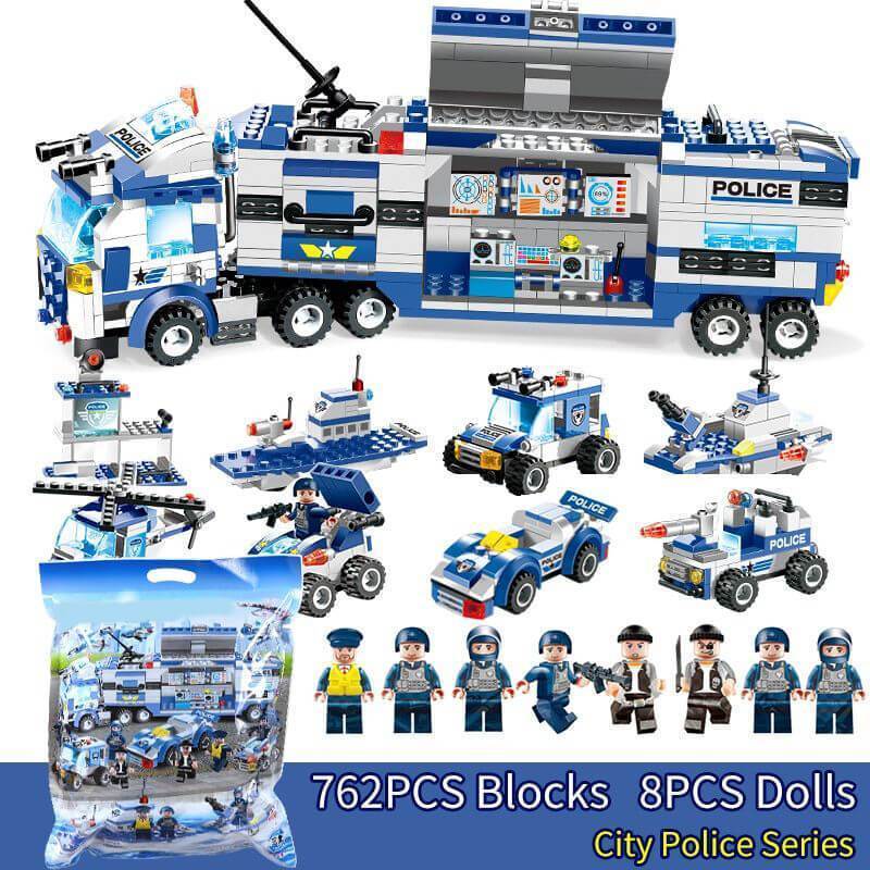 Building Blocks Set Police Truck & Base Complete