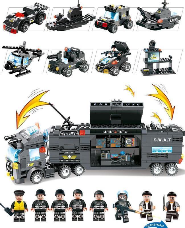 Building Blocks Set Police Truck & Base Complete