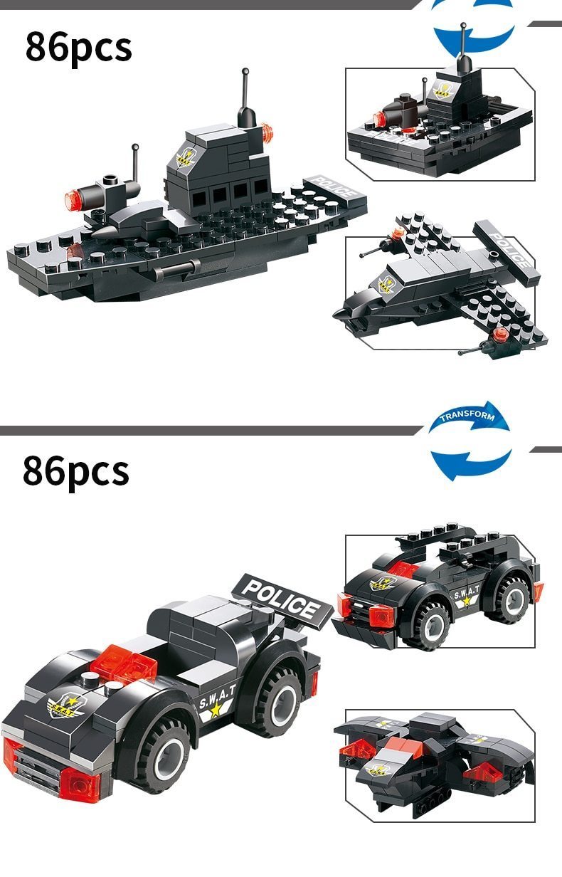Building Blocks Set Police Truck & Base Complete