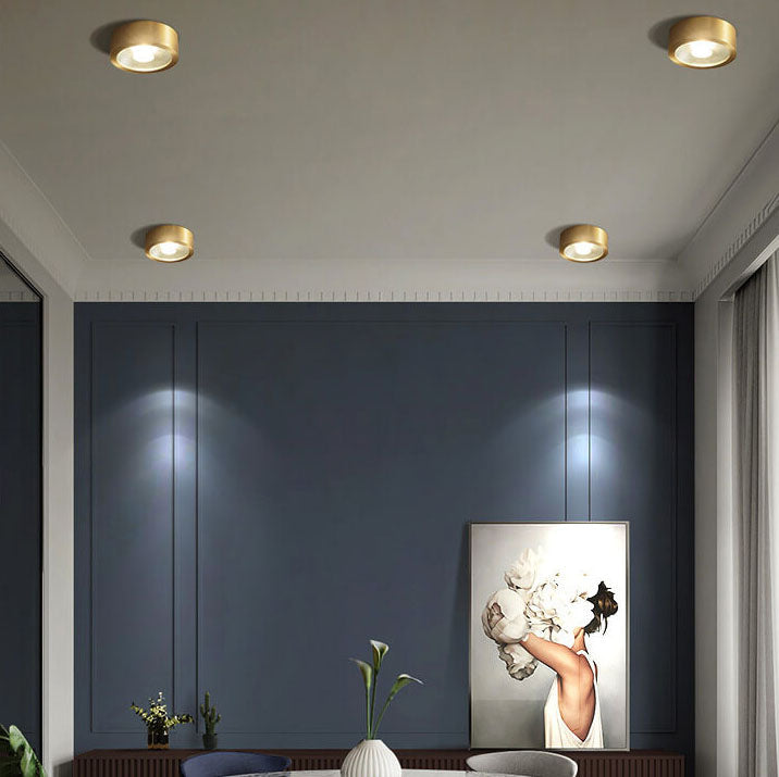 Built-In LED Dimmable Copper Flush Mount Ceiling Light