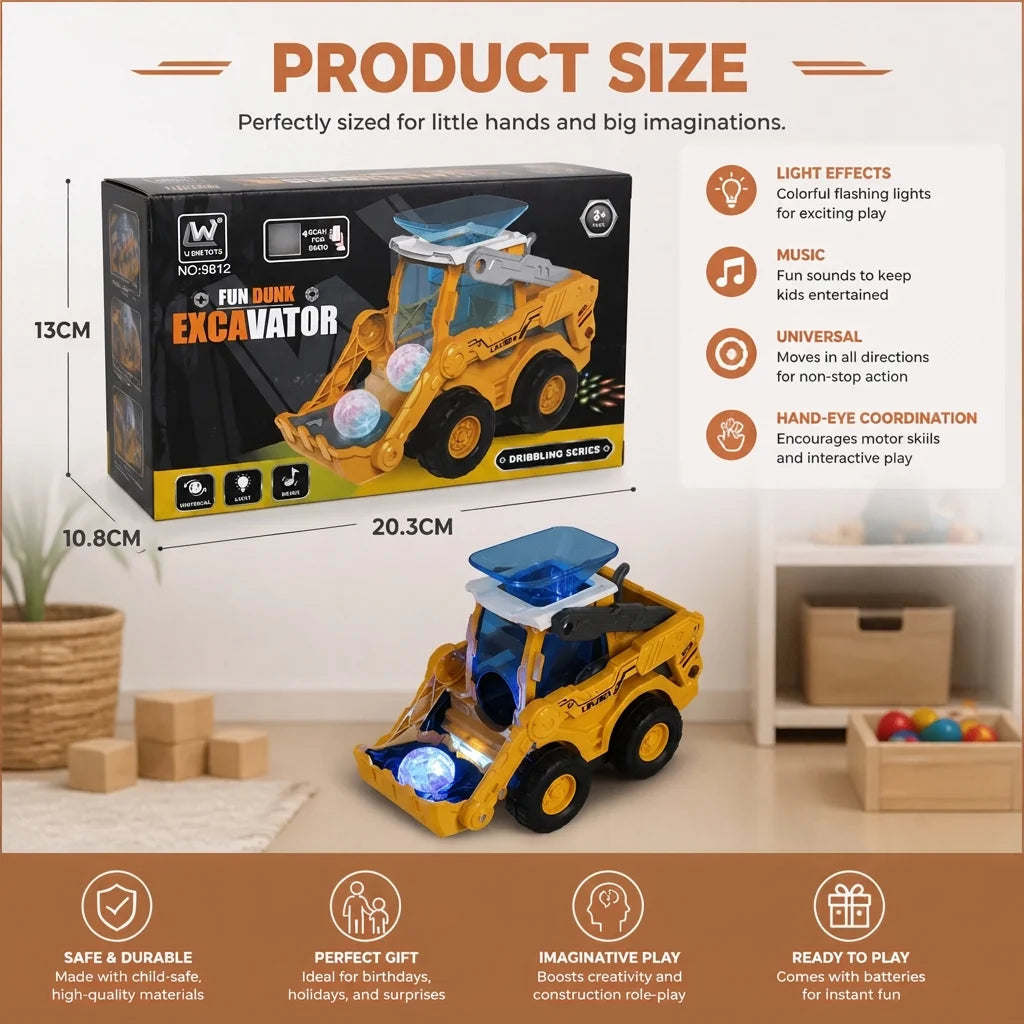 Bulldozer Toy Ball Launcher & Lights