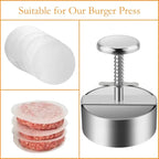 Burger Press Non-Stick Stainless Steel Five Sizes Dishwasher Safe
