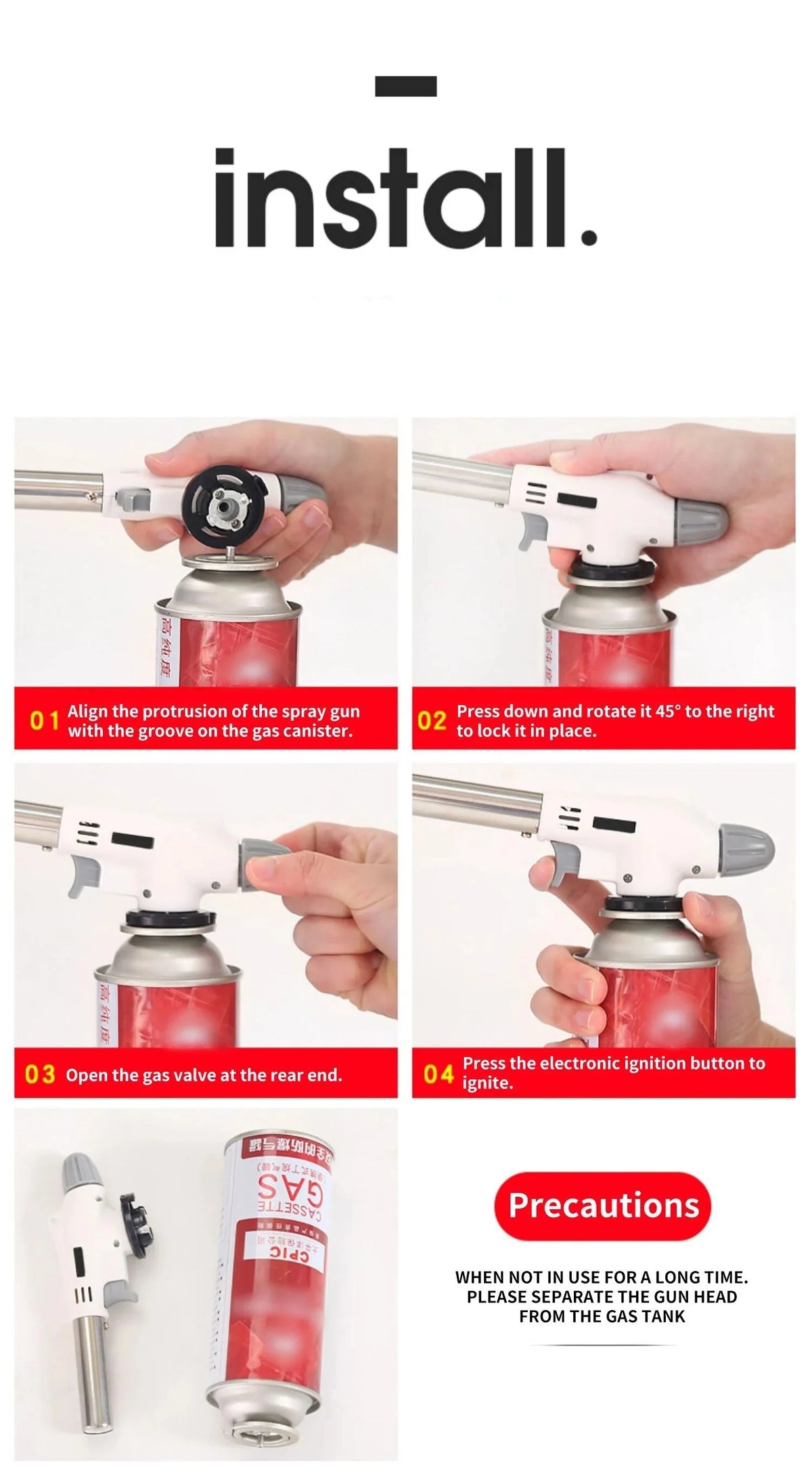 Butane Torch Metal Body Adjustable Flame
