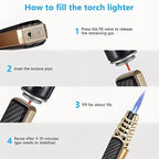 Butane Torch Windproof Triple Blue Flame Refillable