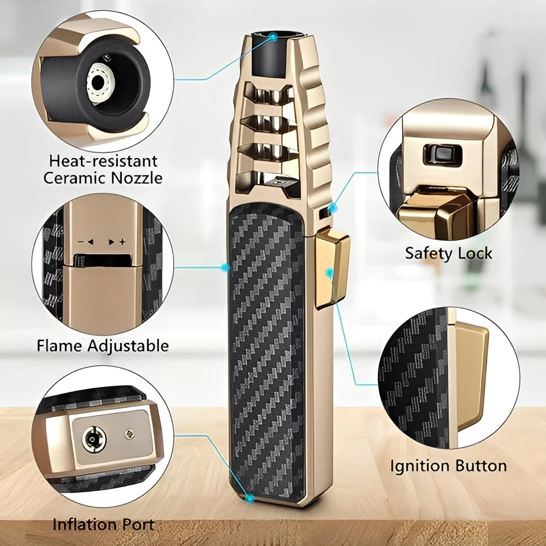 Butane Torch Windproof Triple Blue Flame Refillable