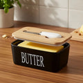Butter Dish Ceramic & Bamboo Double Silicone Seal