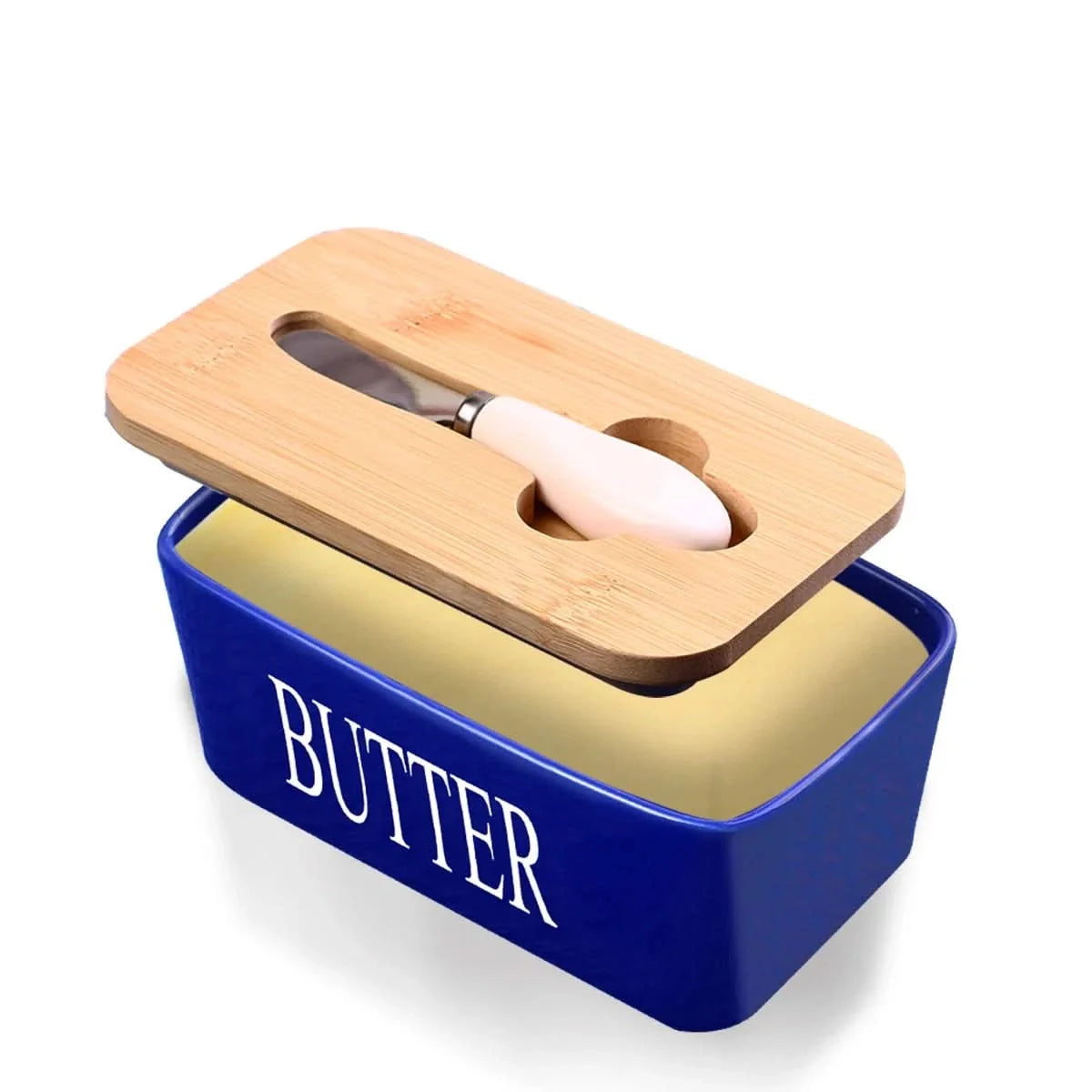 Butter Dish Ceramic & Bamboo Double Silicone Seal