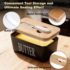 Butter Dish Ceramic & Bamboo Double Silicone Seal