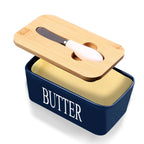 Butter Dish Ceramic & Bamboo Double Silicone Seal