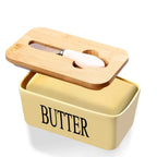 Butter Dish Ceramic & Bamboo Double Silicone Seal