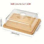 Butter Dish Rectangular Bamboo Lid Keeps Butter Fresh