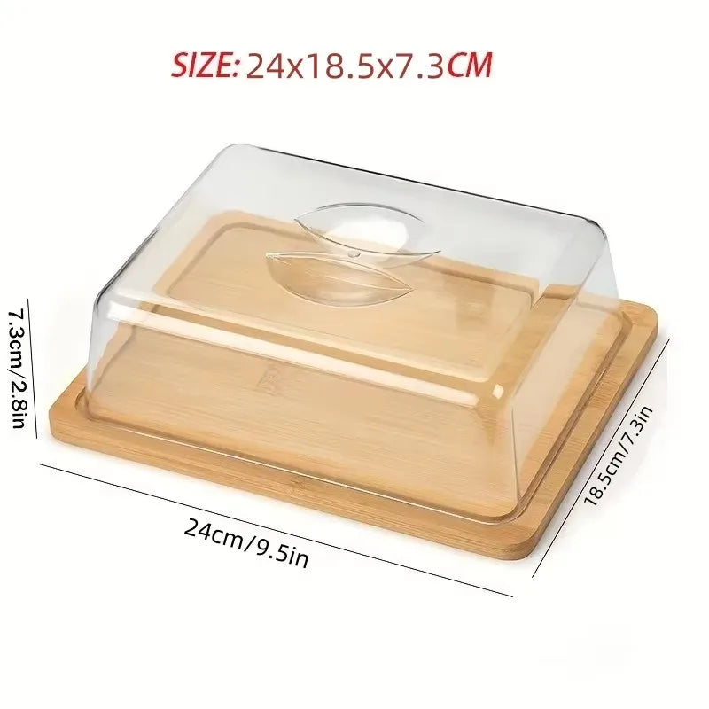 Butter Dish Rectangular Bamboo Lid Keeps Butter Fresh