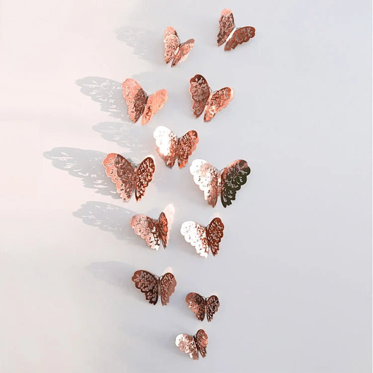 Butterfly Wall Decals 3D Metallic Removable