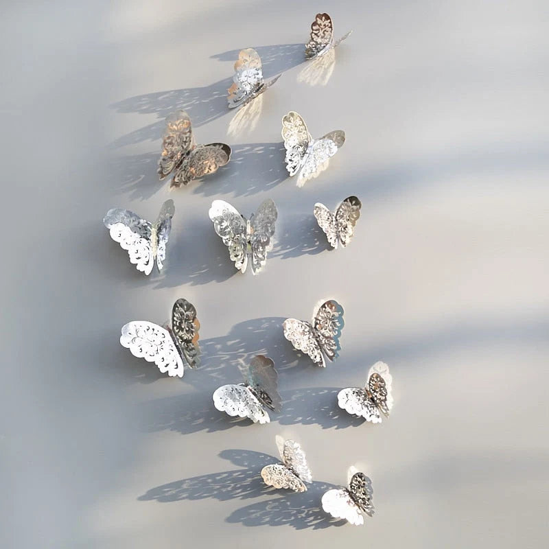 Butterfly Wall Decals 3D Metallic Removable