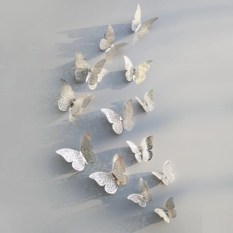 Butterfly Wall Decals 3D Metallic Removable
