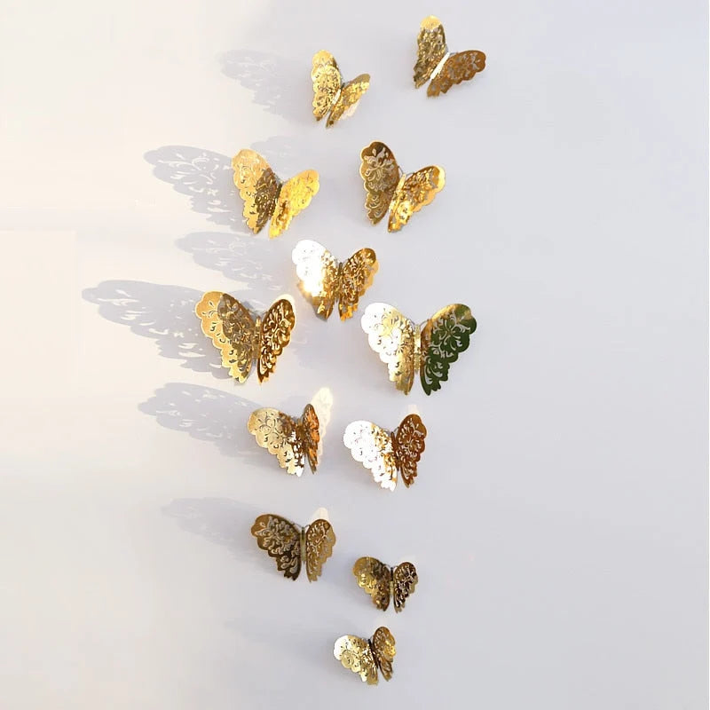 Butterfly Wall Decals 3D Metallic Removable