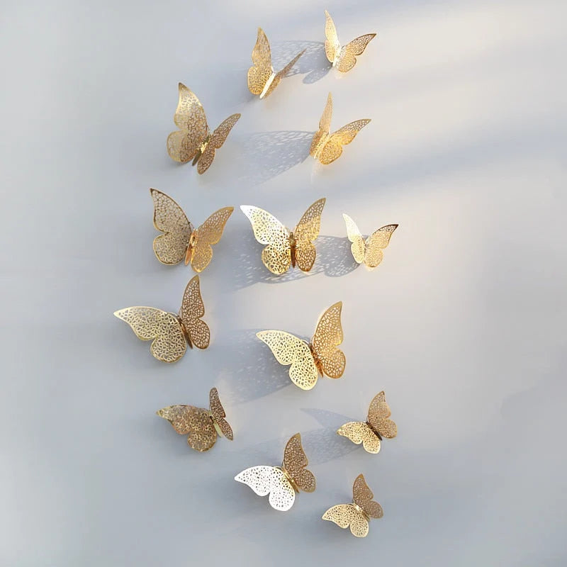 Butterfly Wall Decals 3D Metallic Removable