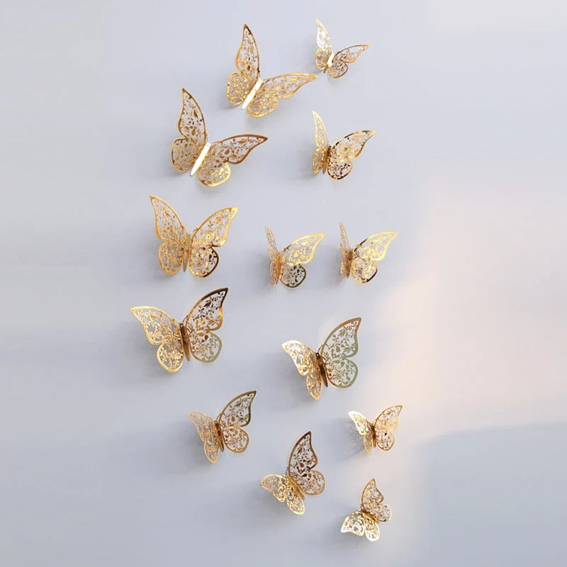Butterfly Wall Decals 3D Metallic Removable