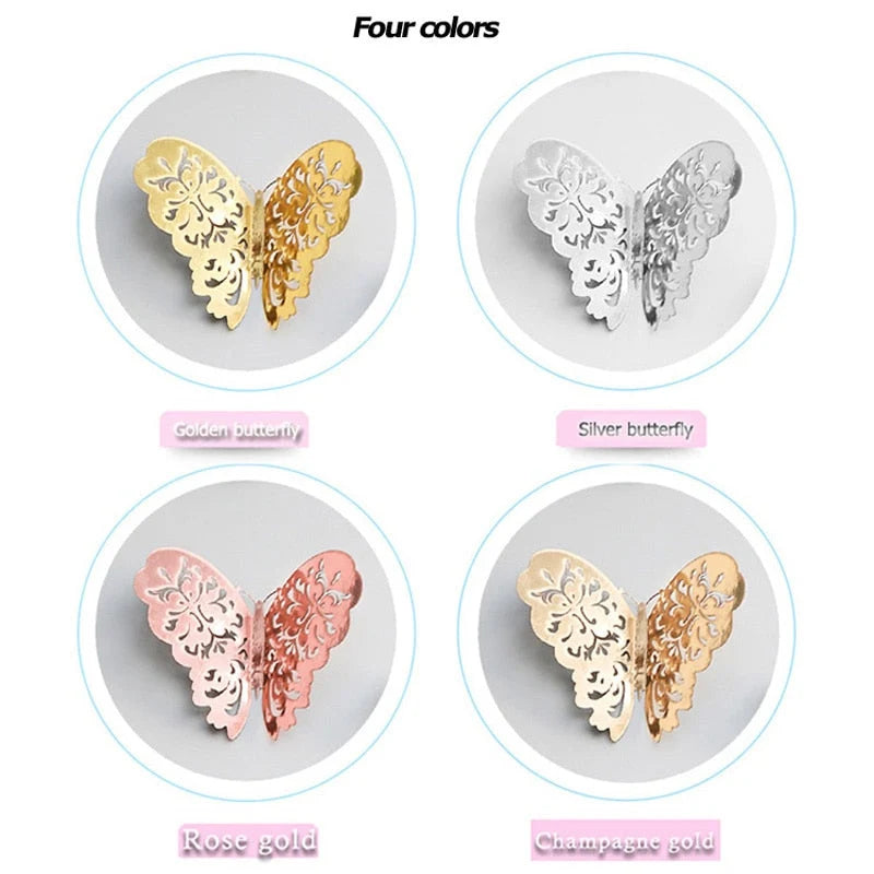 Butterfly Wall Decals 3D Metallic Removable