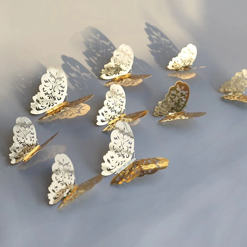 Butterfly Wall Decals 3D Metallic Removable