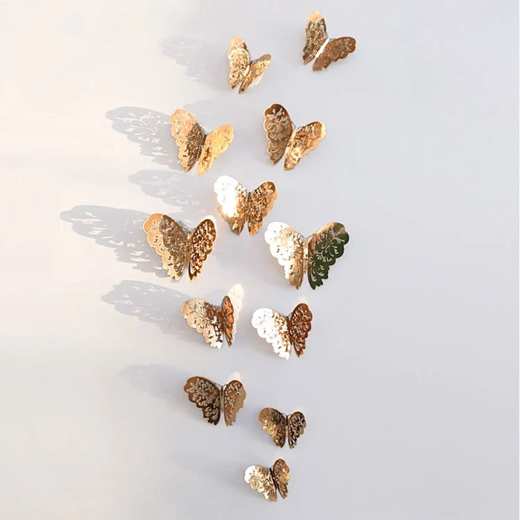 Butterfly Wall Decals 3D Metallic Removable
