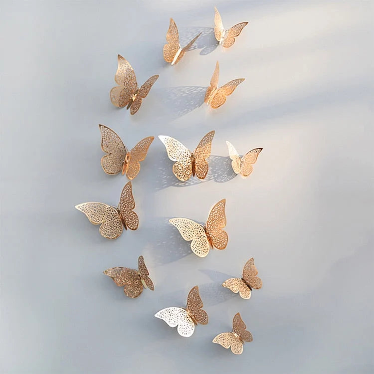 Butterfly Wall Decals 3D Metallic Removable